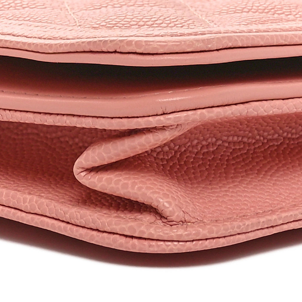 Caviar Quilted Boy Wallet On Chain WOC Pink