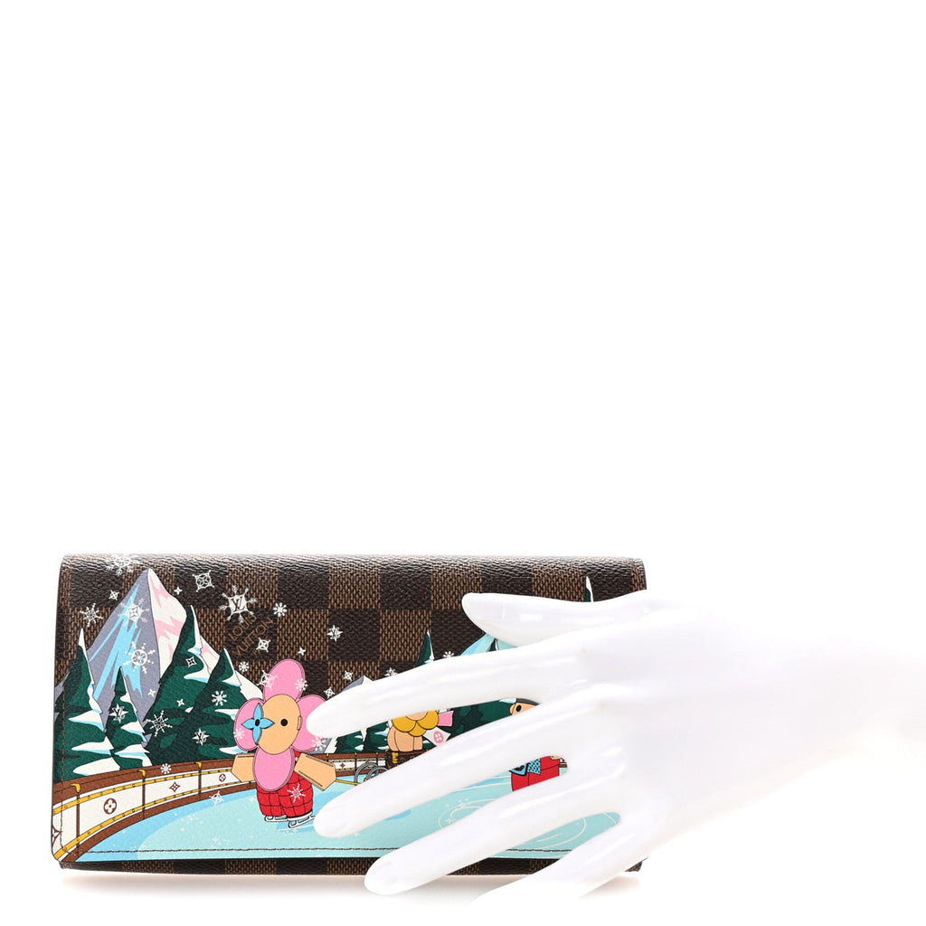 Damier Ebene 2023 Christmas Animation Ice Skating Sarah Wallet Pink