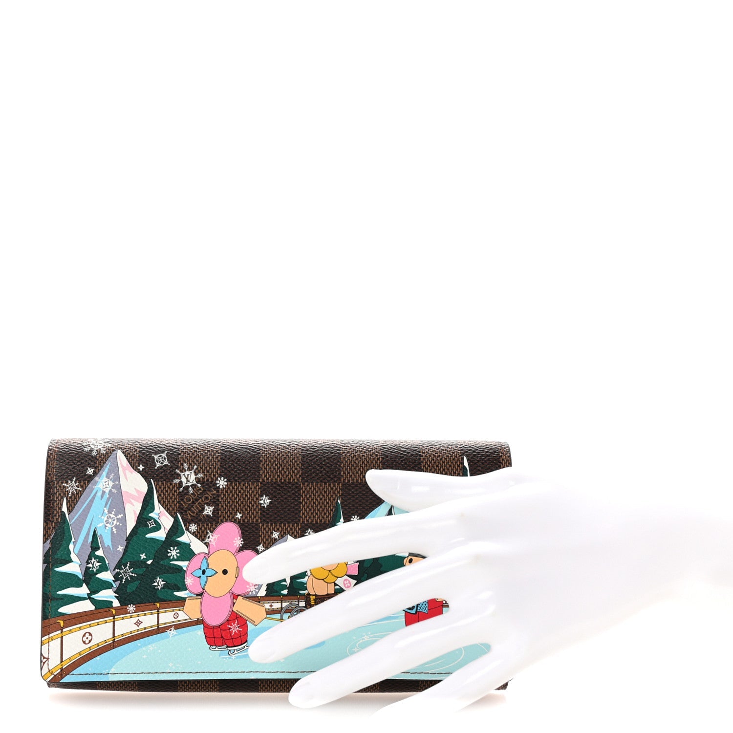 Damier Ebene 2023 Christmas Animation Ice Skating Sarah Wallet Pink