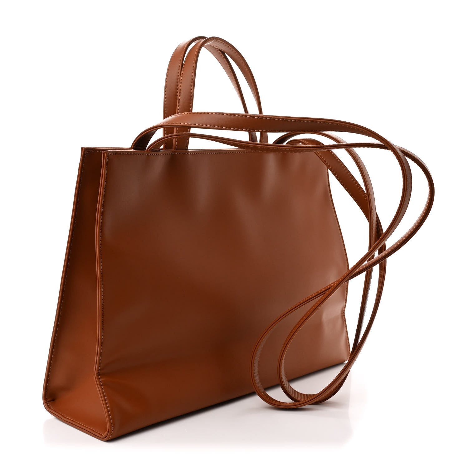 Vegan Leather Medium Shopping Bag Tan