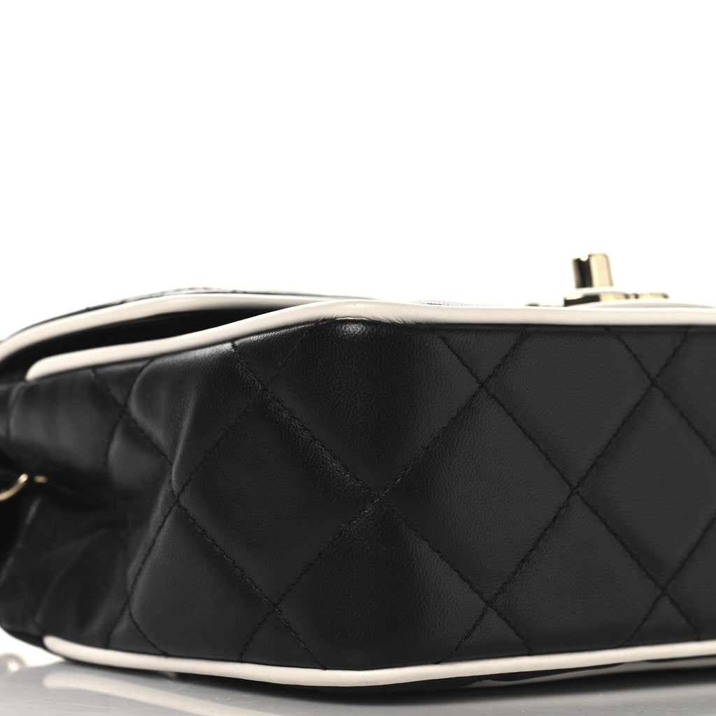 Lambskin Quilted Resin CC Mini Flap Bag Black White