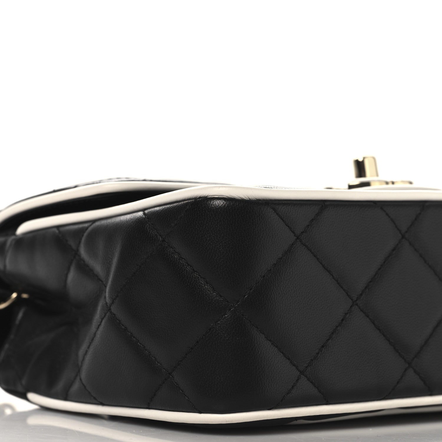 Lambskin Quilted Resin CC Mini Flap Bag Black White