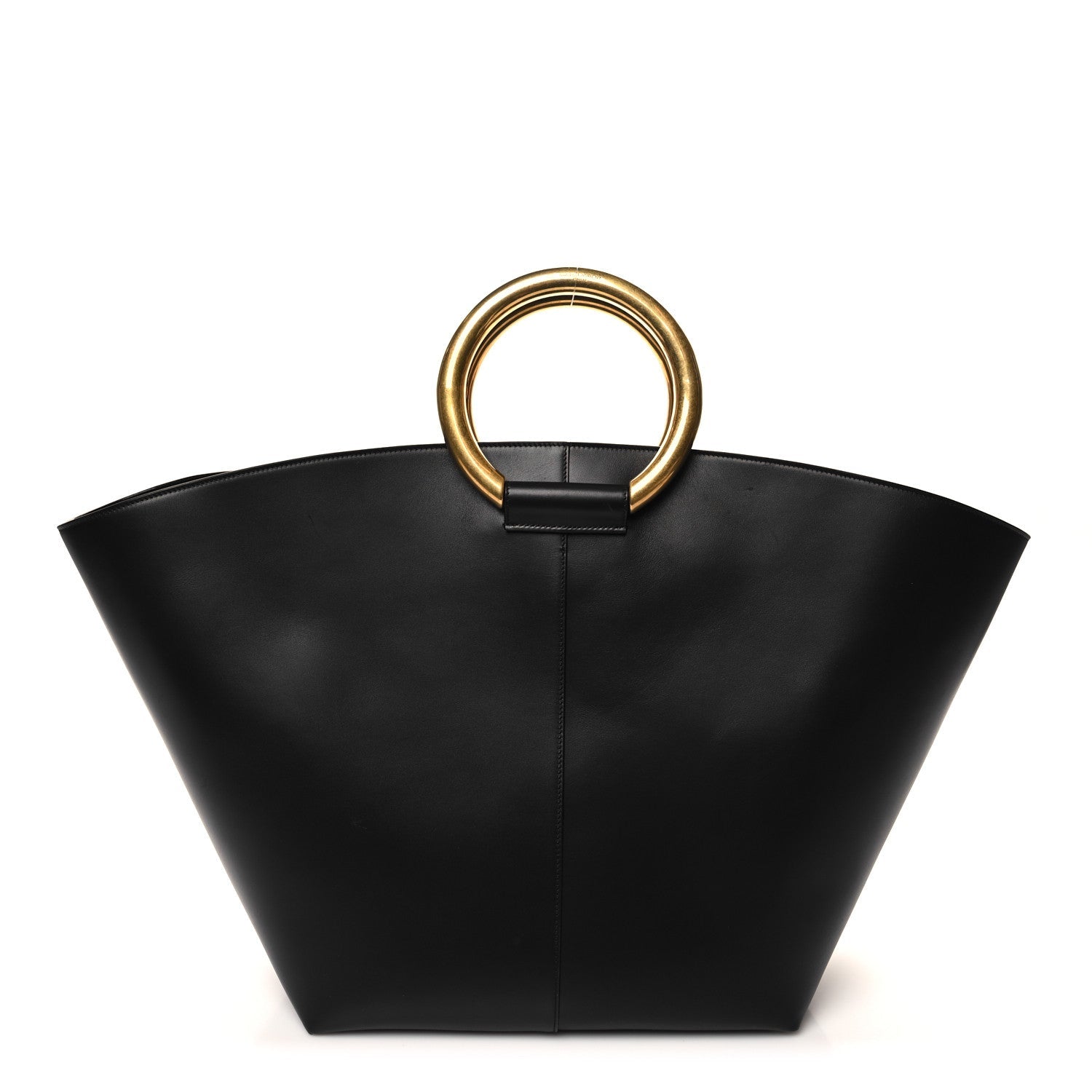 Smooth Calfskin Maxi Trapezoid Shopping Tote Black