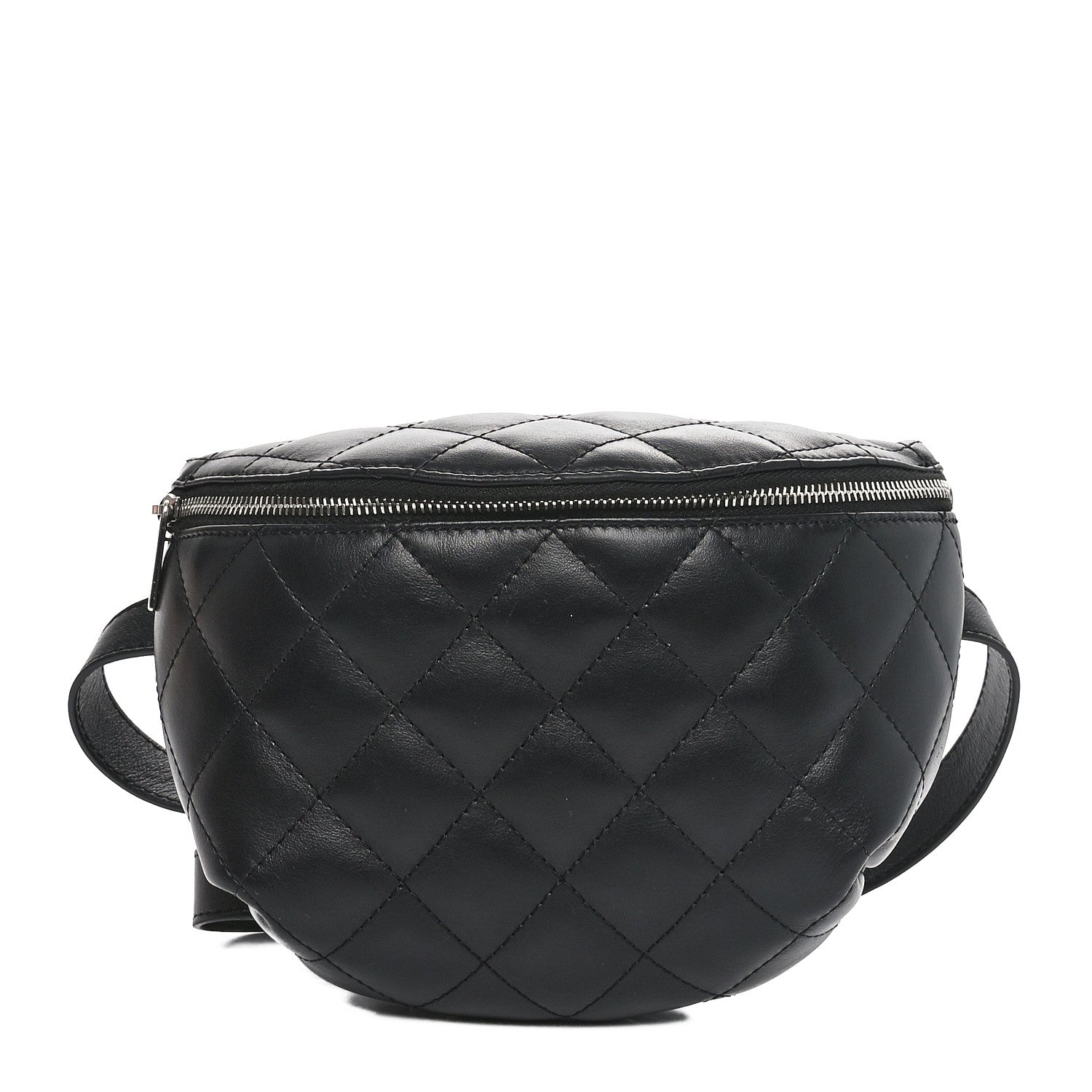 Calfskin Quilted Waist Belt Bag Black