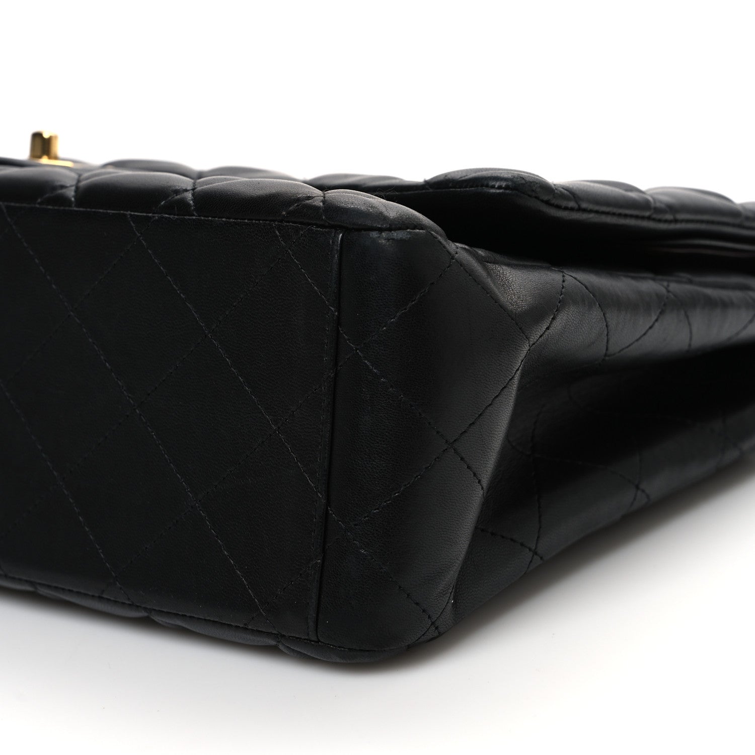 Lambskin Quilted Maxi Double Flap Black