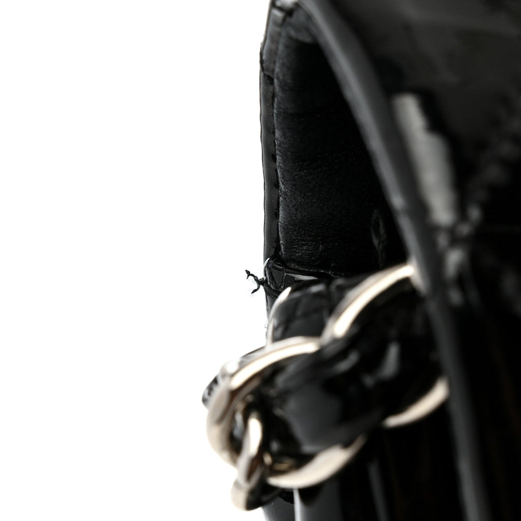 Patent Quilted Maxi Single Flap Black