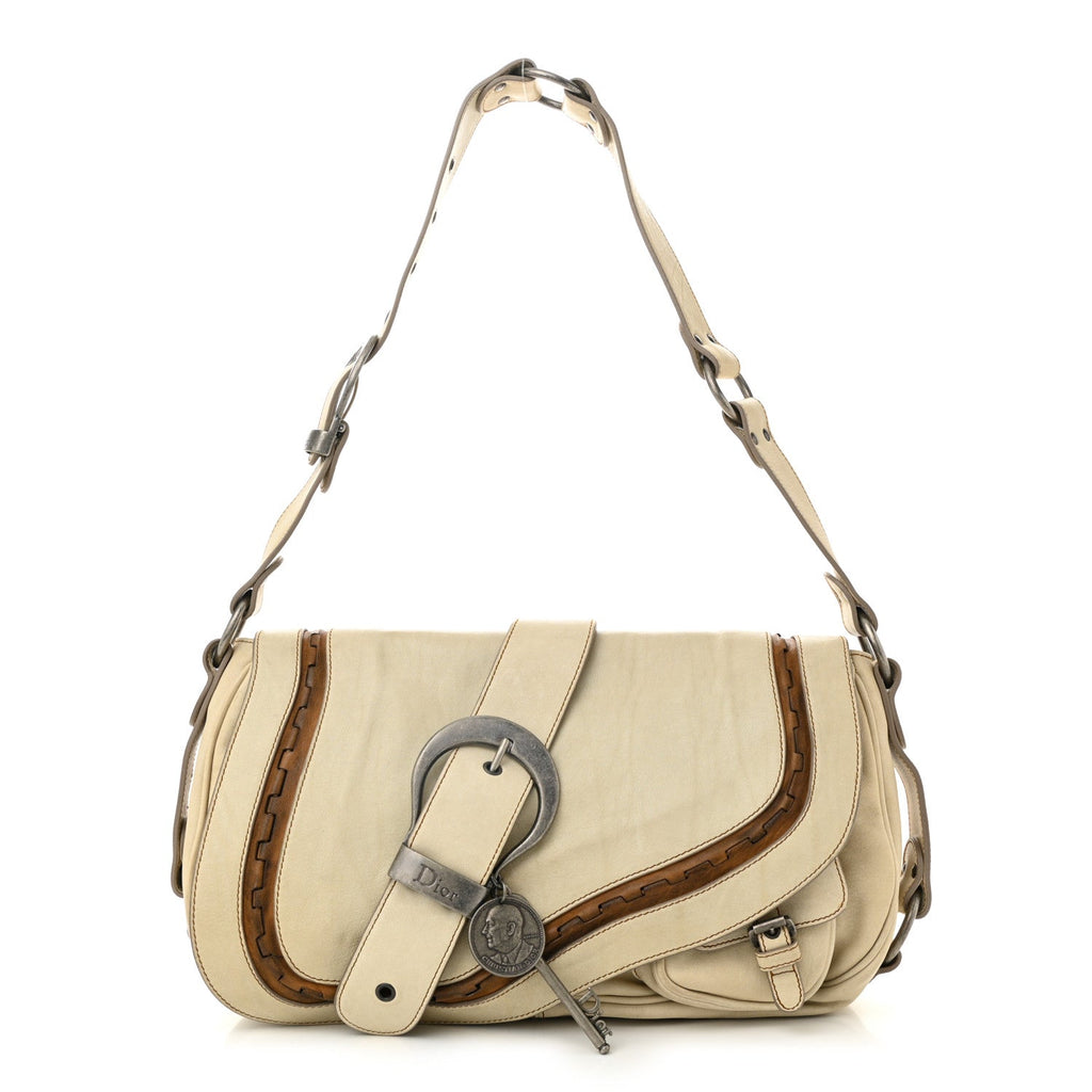 Calfskin Medium Gaucho Double Saddle Bag Ivory