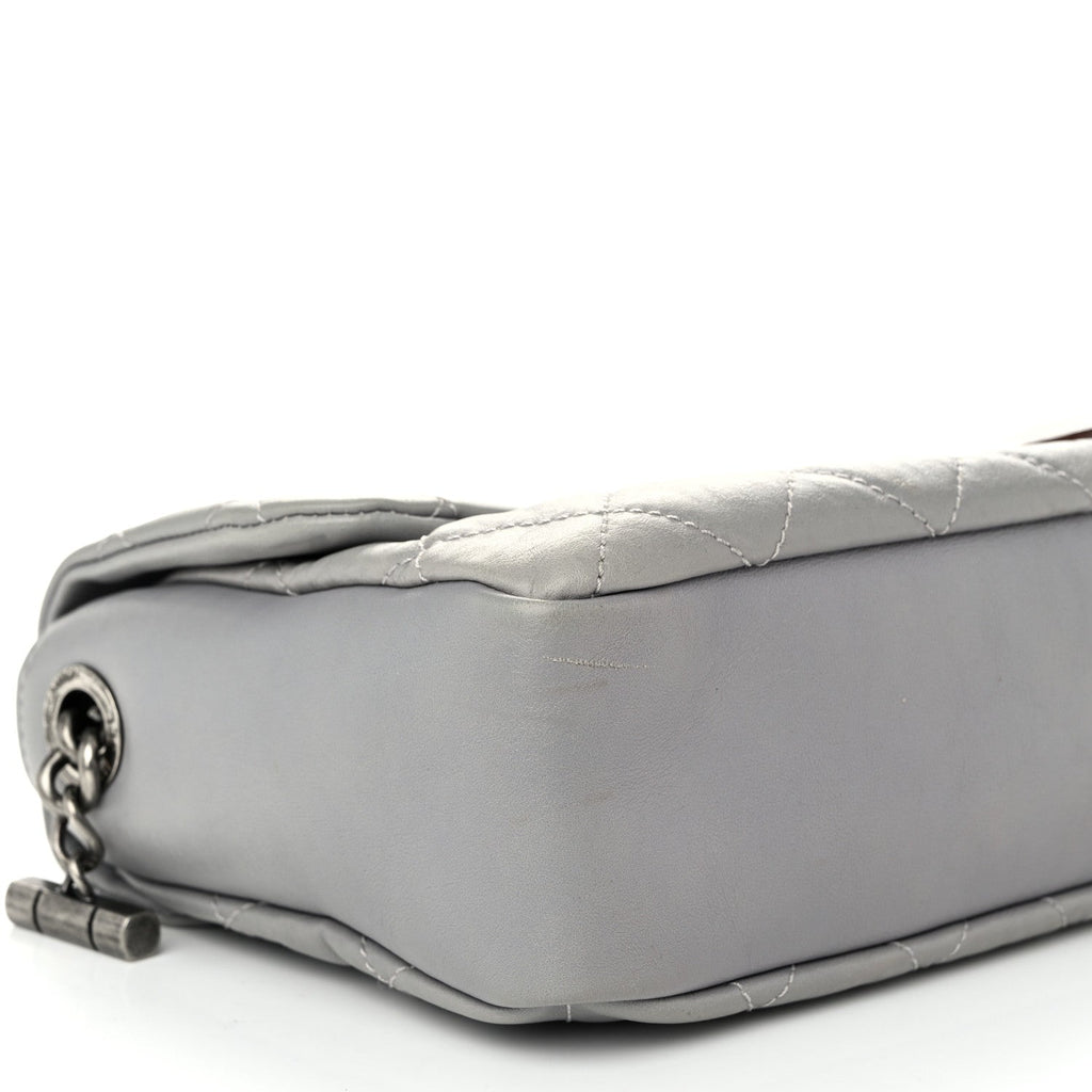 Calfskin Large Country Chic Flap Grey
