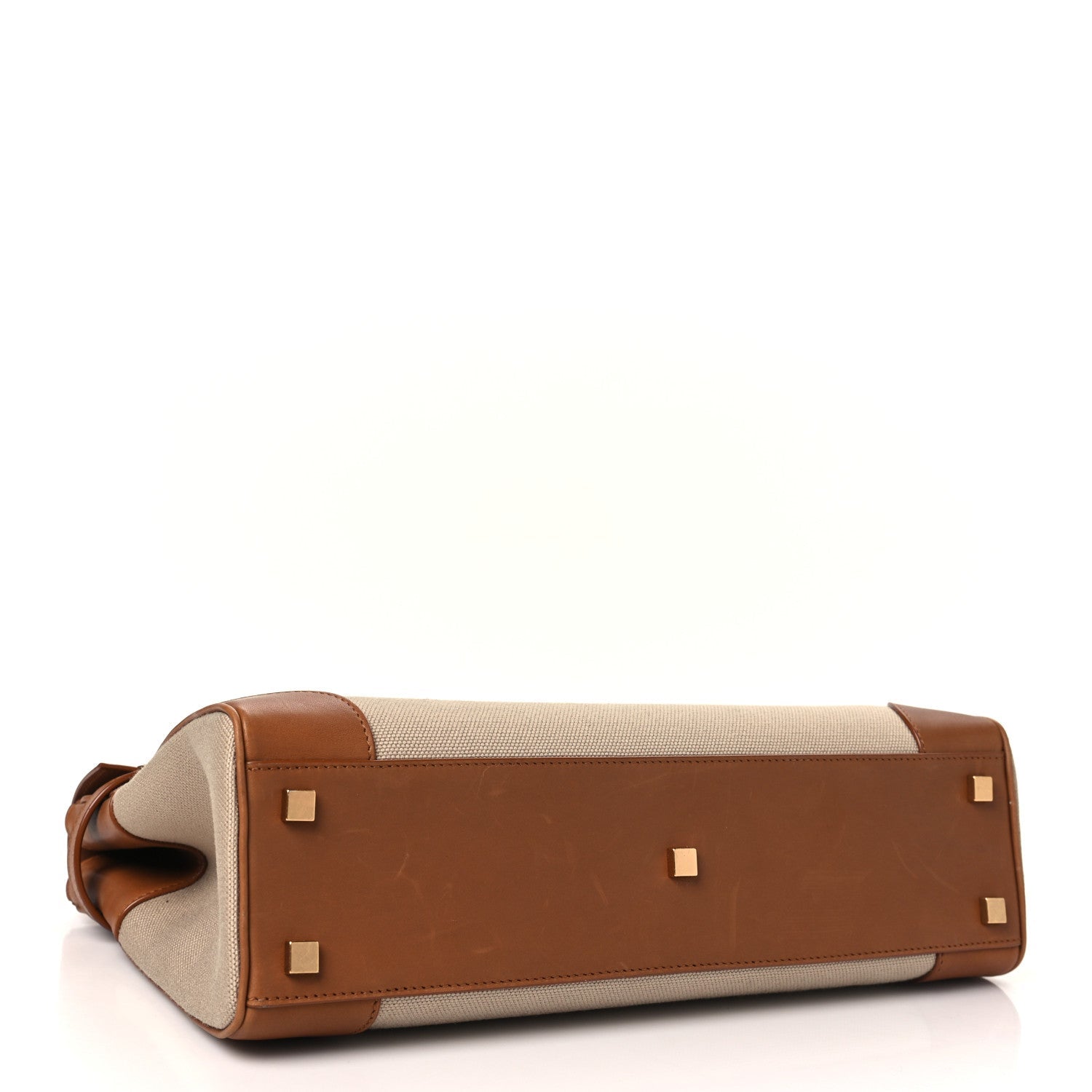 Canvas Calfskin Manhattan Top Handle Natural Beige Brick