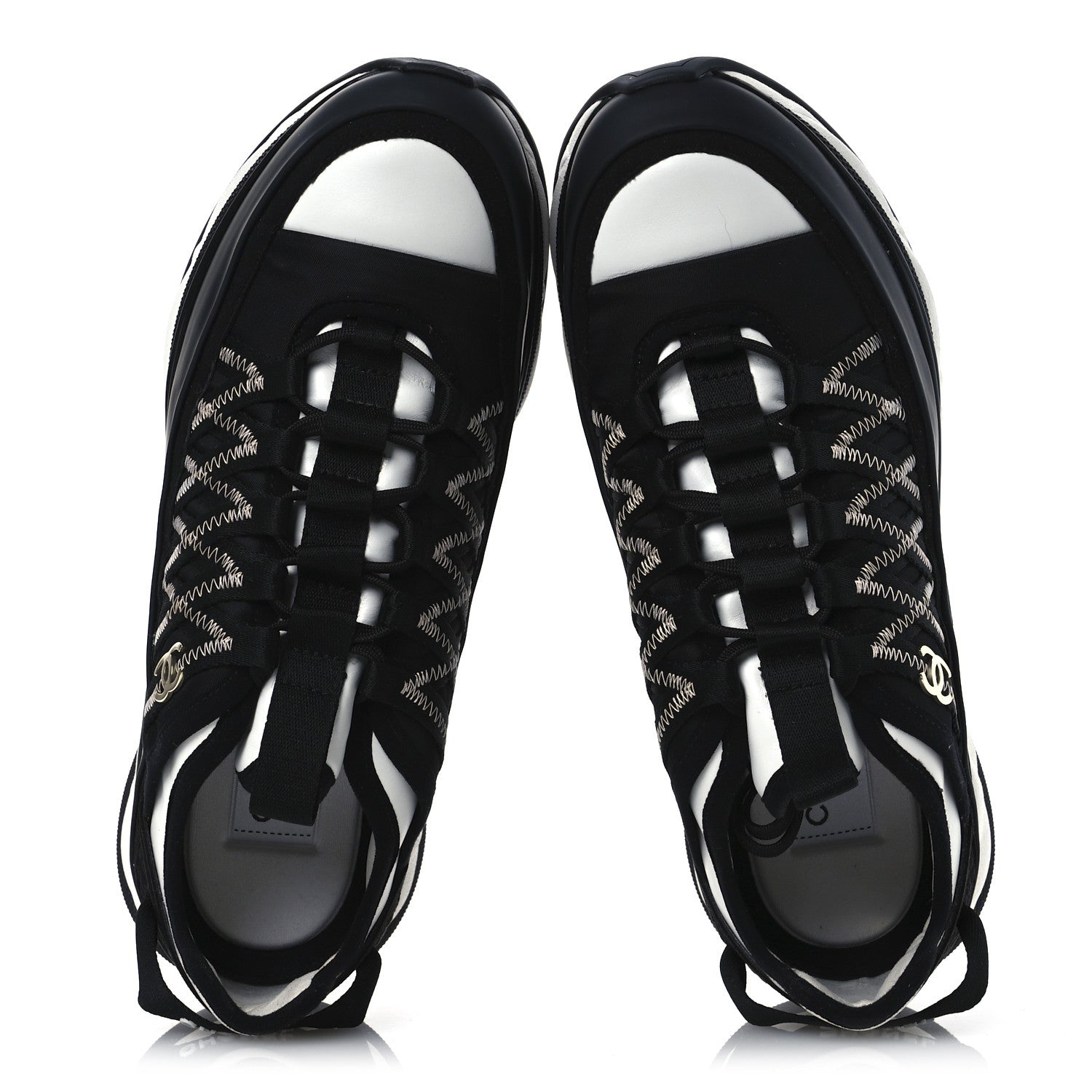 Mixed Fibers Suede Calfskin CC Sneakers 39 White Black
