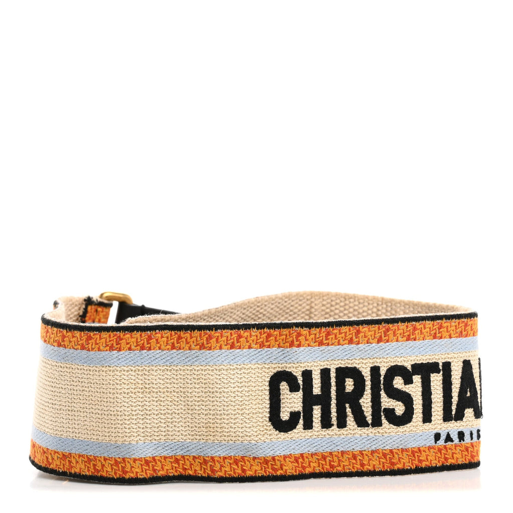 Canvas Embroidered Shoulder Strap Ecru Orange Multicolor