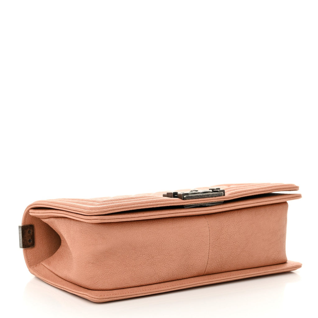 Caviar Quilted Medium Boy Flap Light Brown
