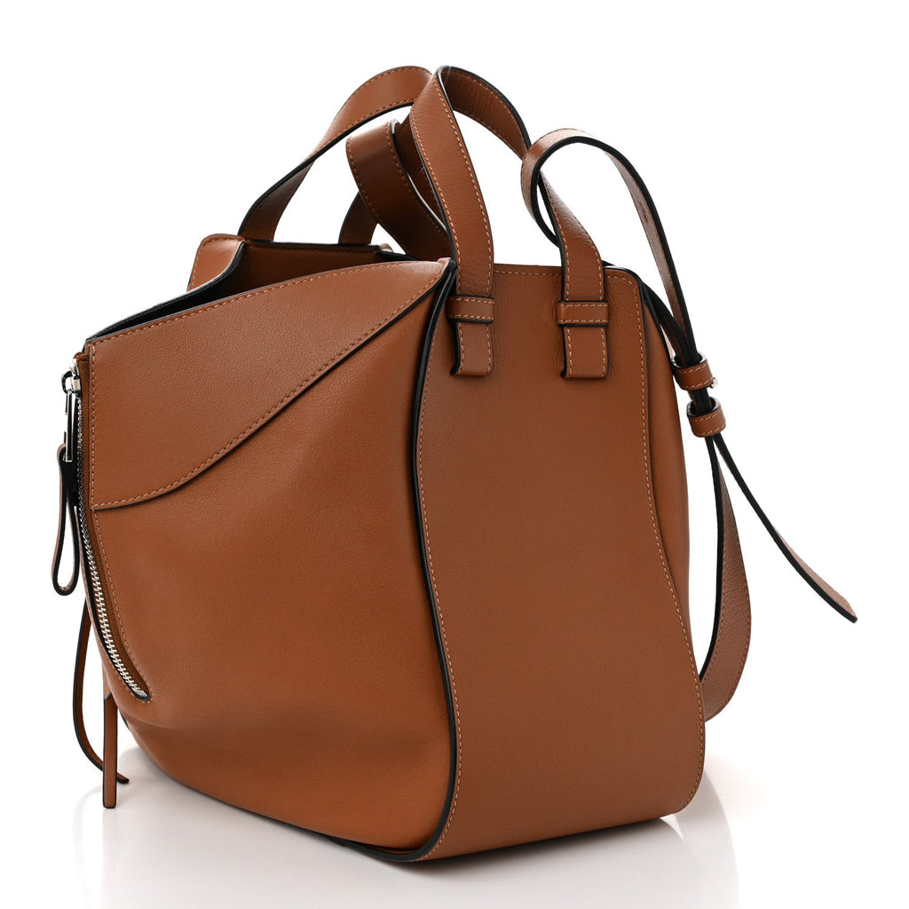 Grained Calfskin Small Hammock Shoulder Bag Tan