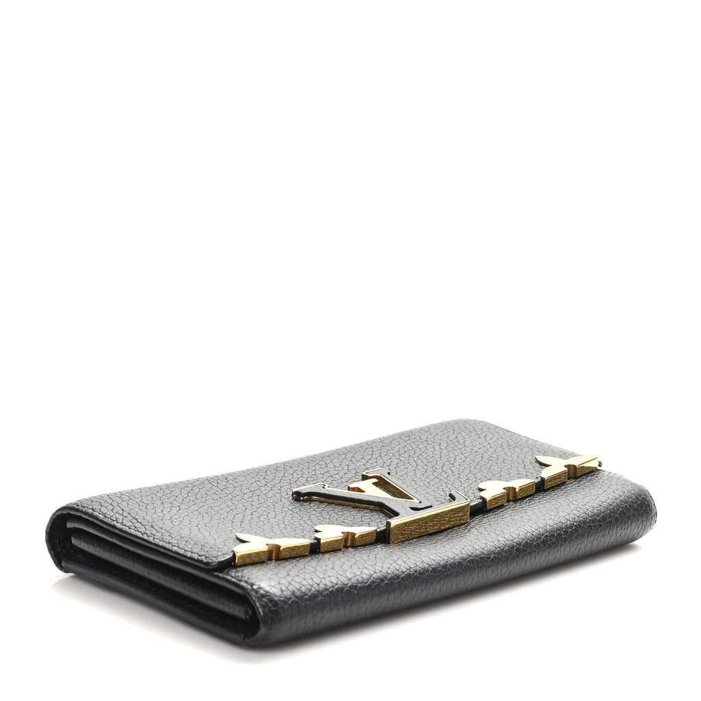 Taurillon Embellished Capucines Long Wallet Black