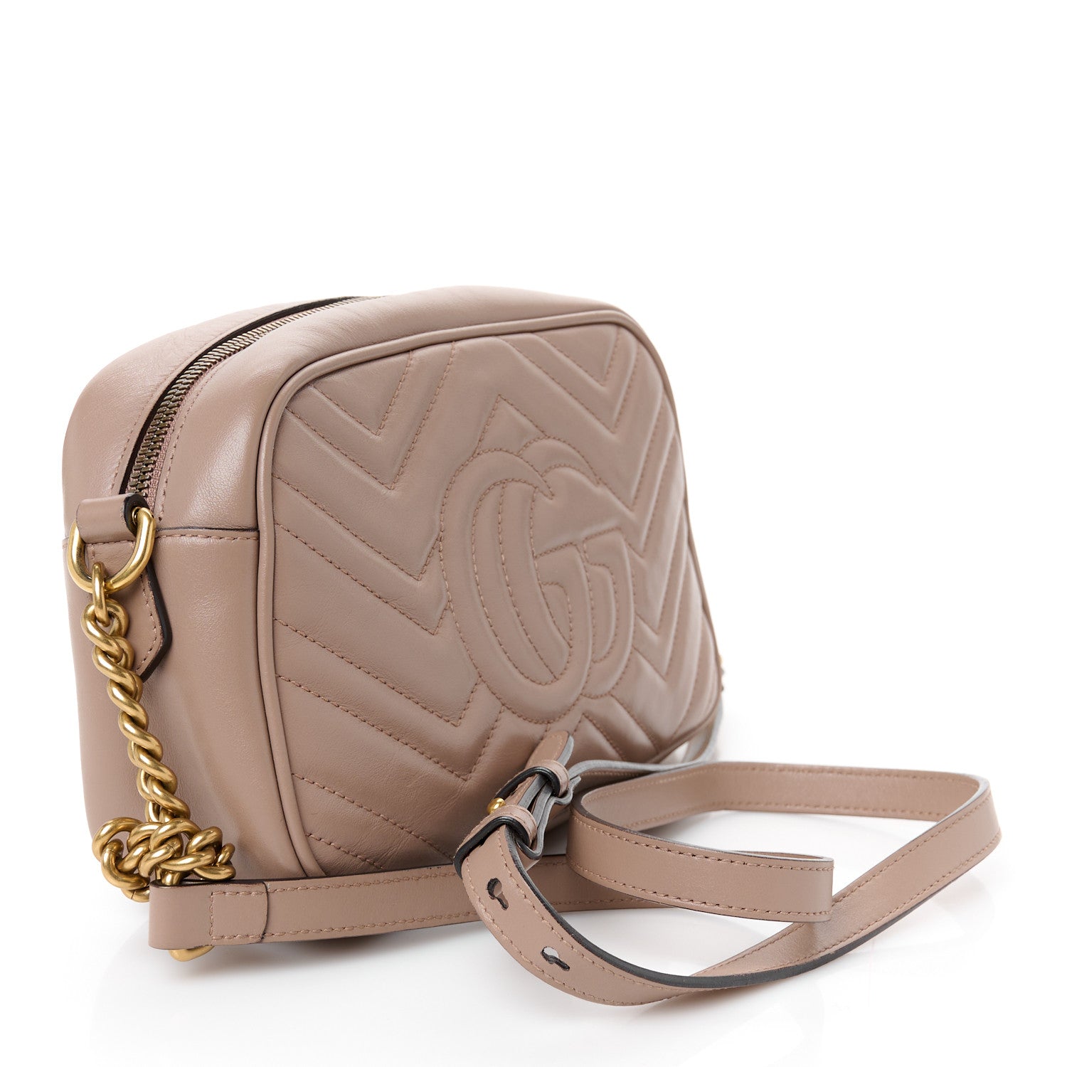 Calfskin Matelasse Small GG Marmont Chain Shoulder Bag Porcelain Rose