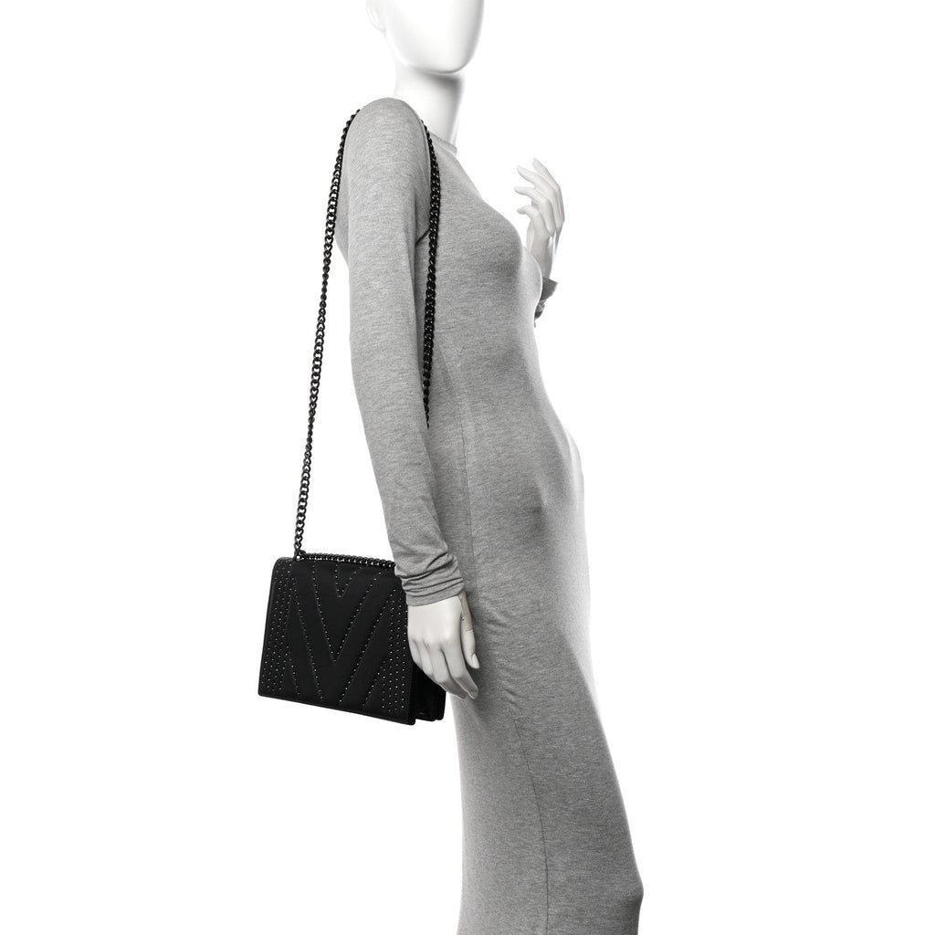 Calfskin Stud Disco Flap Crossbody Bag Black