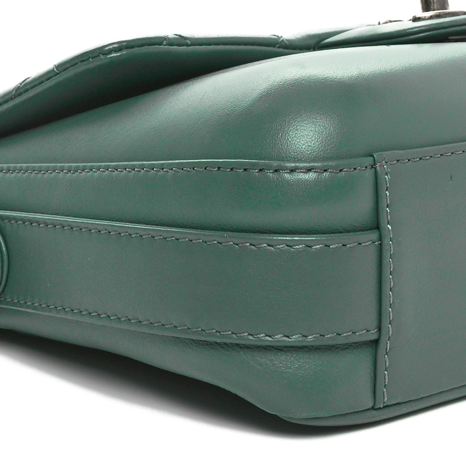 Calfskin Quilted Medium Rock My Shoulder Flap Green