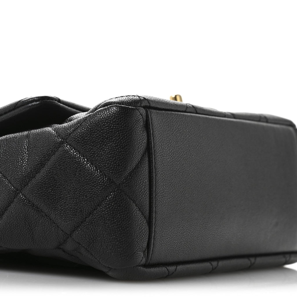 Caviar Quilted Small Top Handle Flap Black