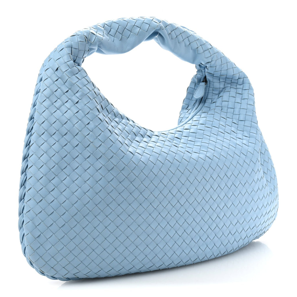 Nappa Intrecciato Large Veneta Hobo Light Blue