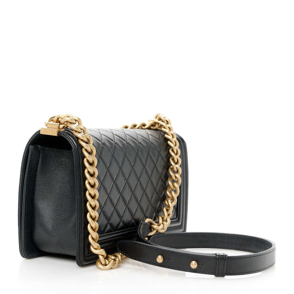 Caviar Quilted Medium Boy Flap Black