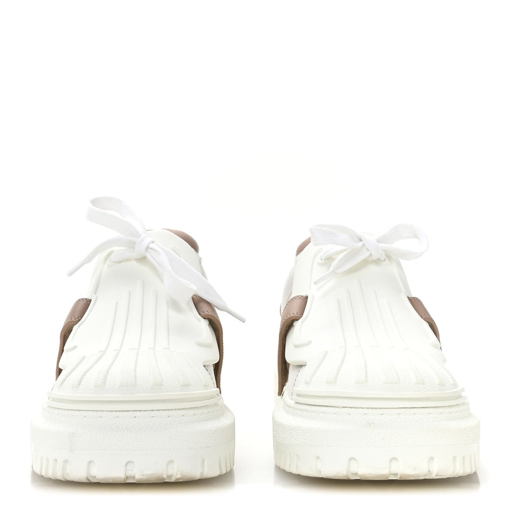 Calfskin Bi-Color Dior-ID Platform Sneakers 40.5 White Nude
