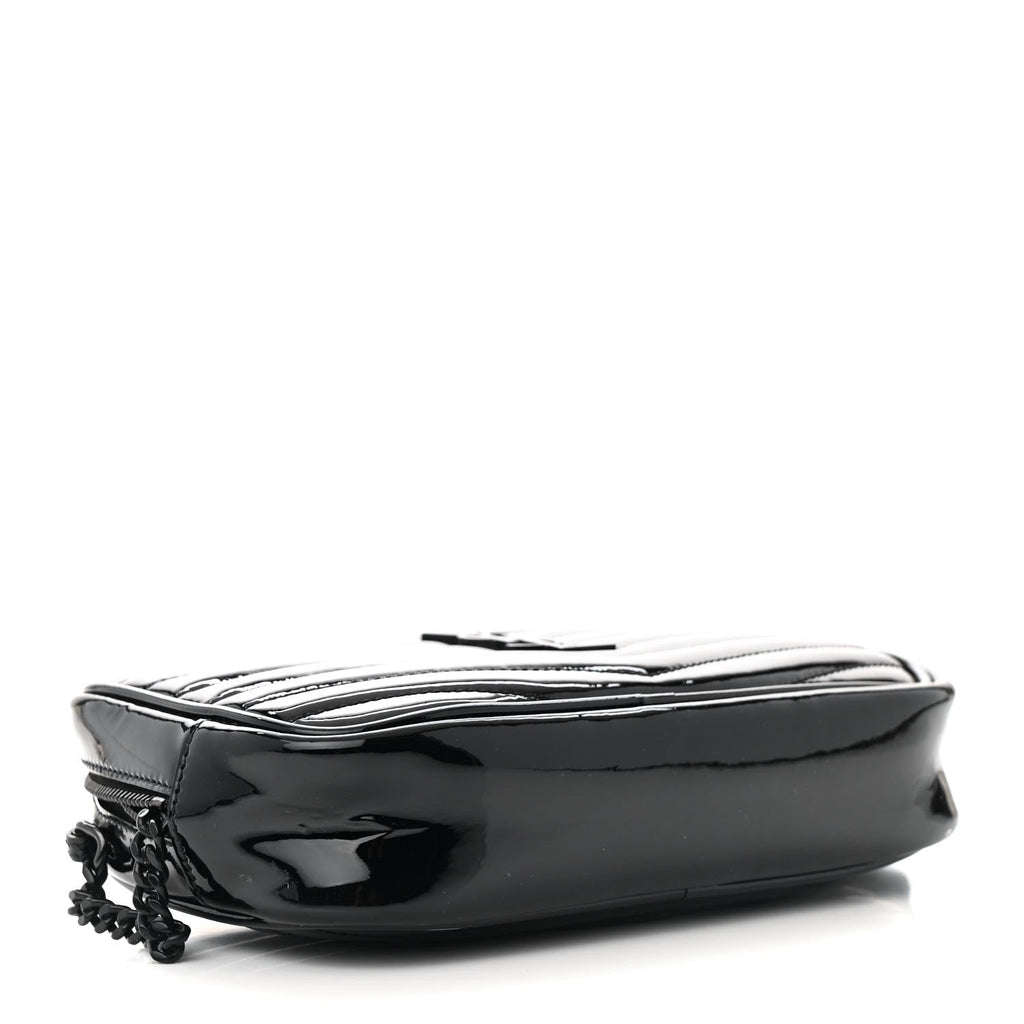 Patent Calfskin Matelasse Monogram Mini Lou Camera Bag Black
