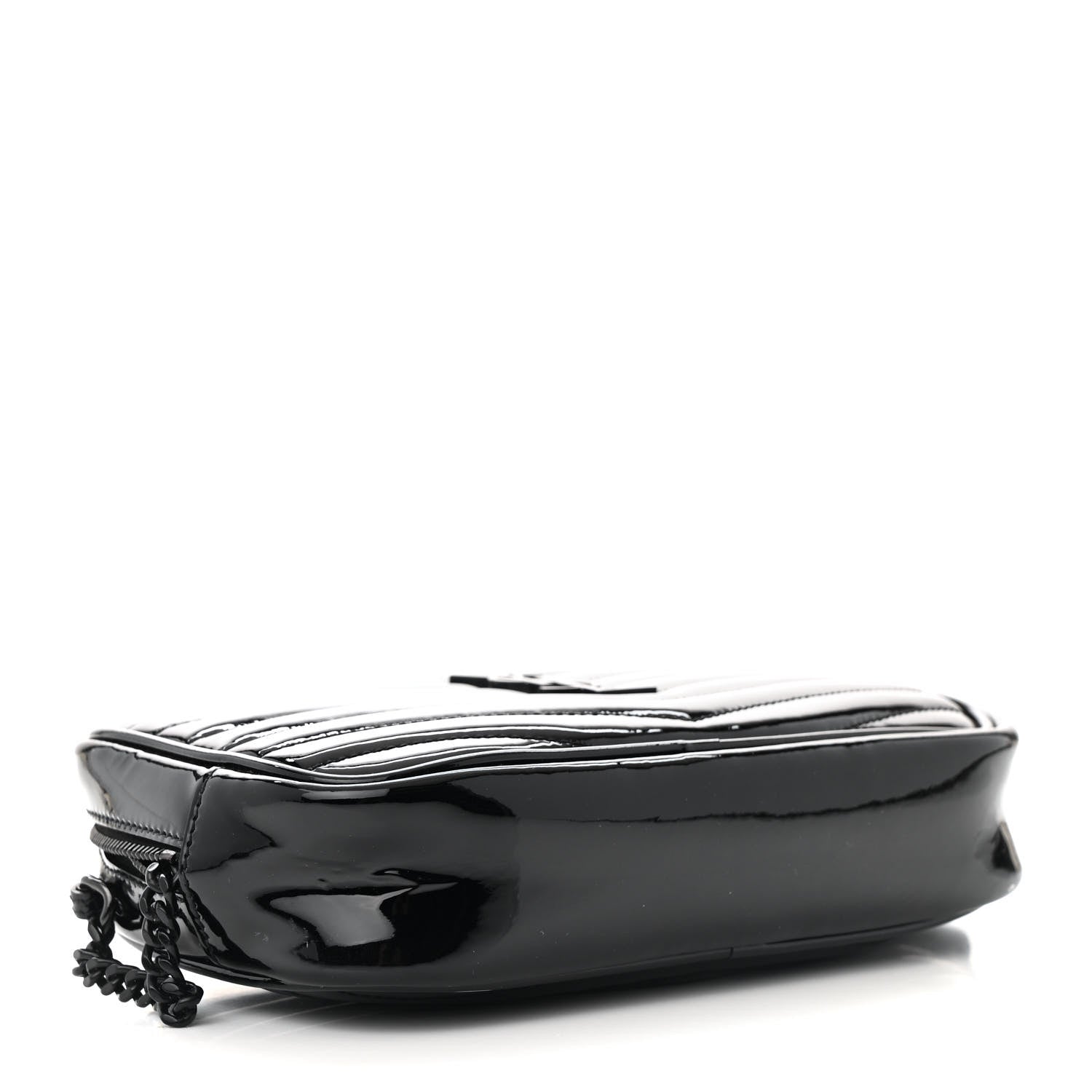 Patent Calfskin Matelasse Monogram Mini Lou Camera Bag Black