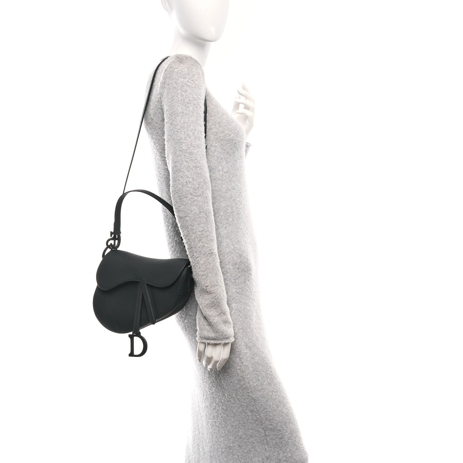 Ultra Matte Calfskin Saddle Bag With Strap Black