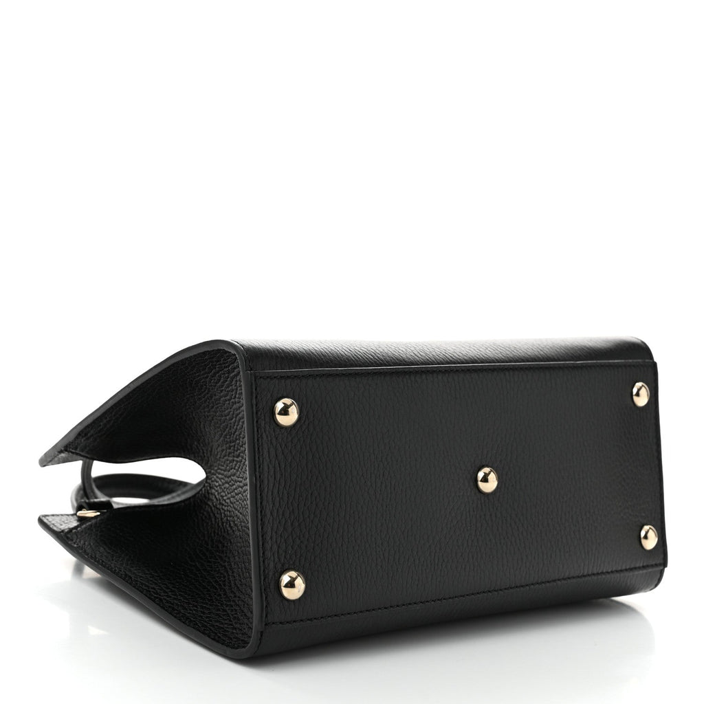 Pebbled Calfskin Medium Soho Top Handle Satchel Black