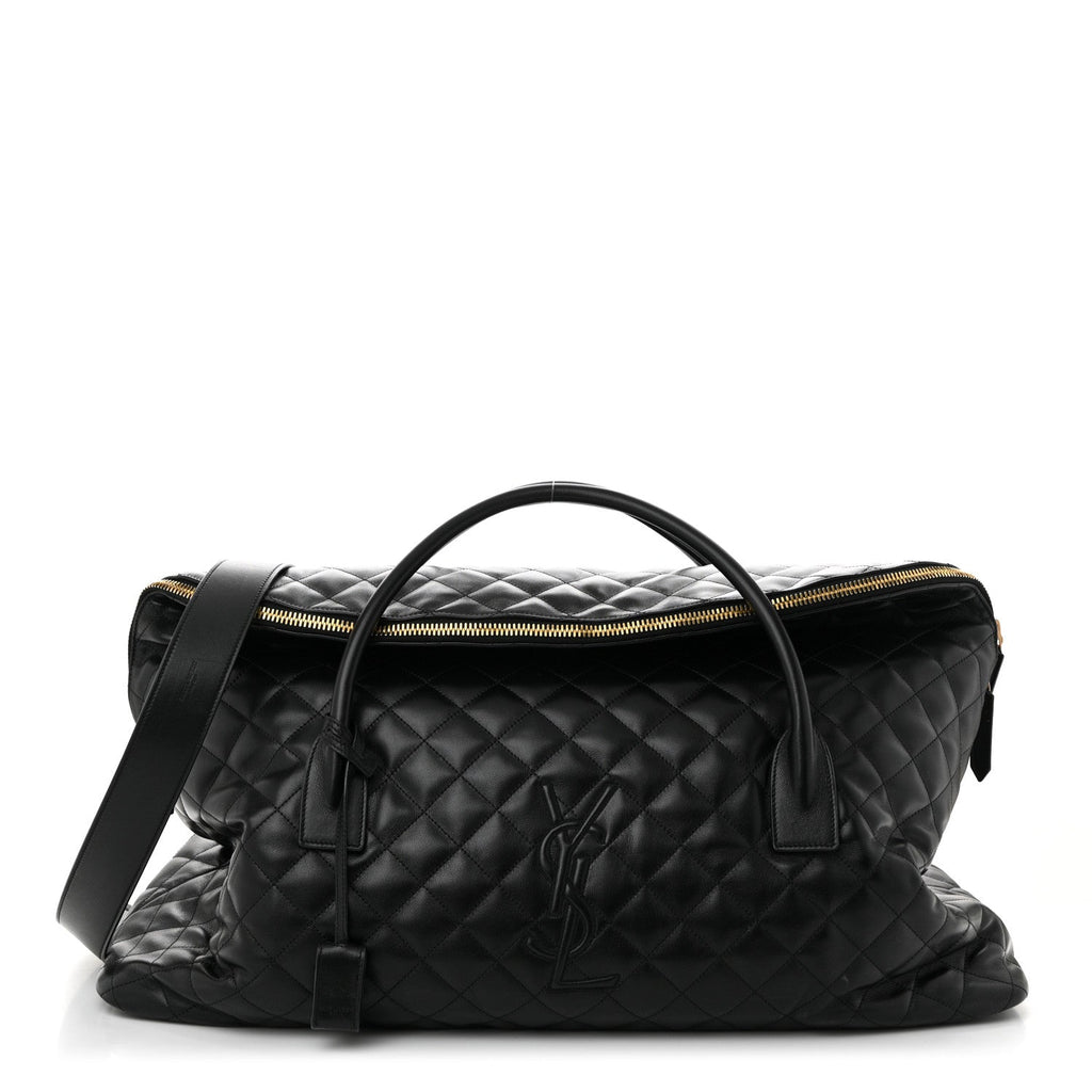 Calfskin Quilted ES Giant Travel Bag Black