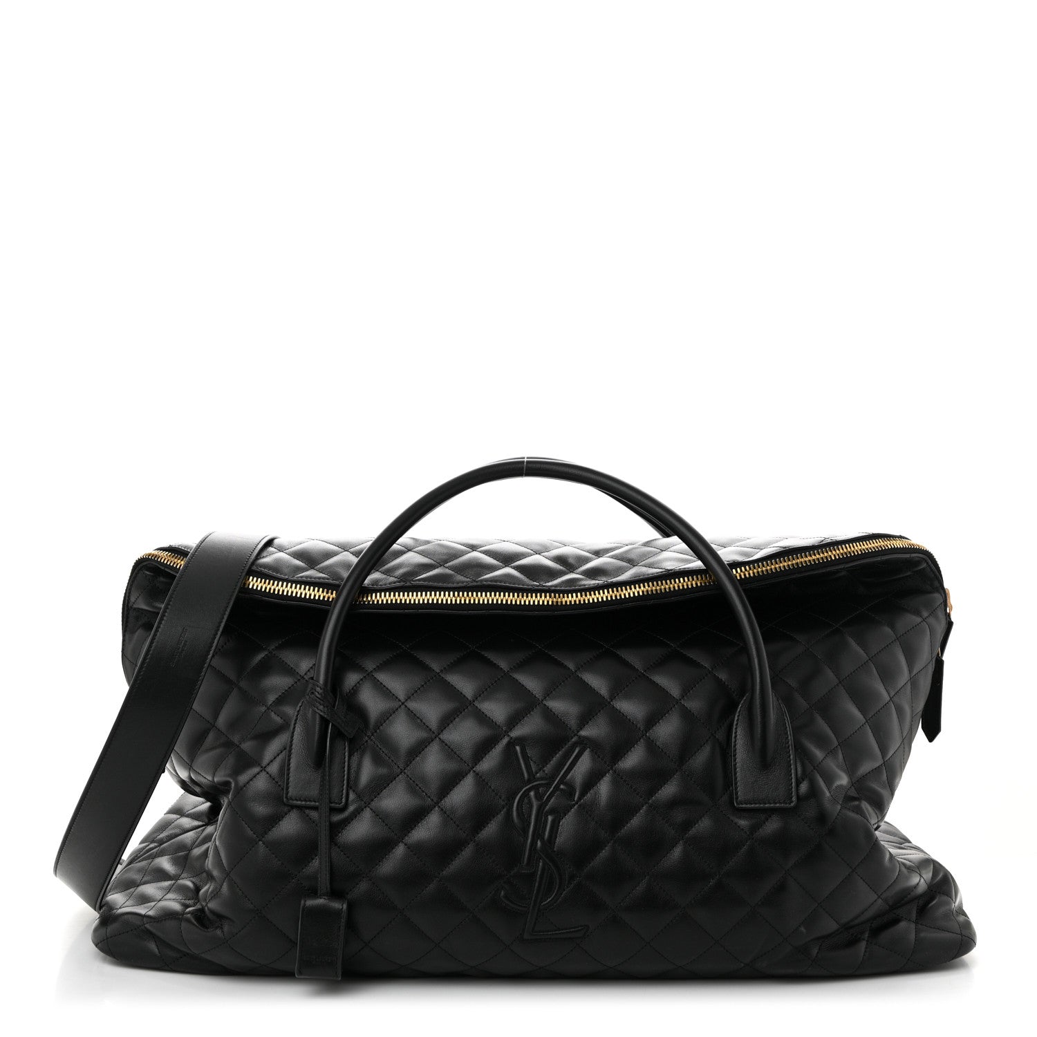 Calfskin Quilted ES Giant Travel Bag Black