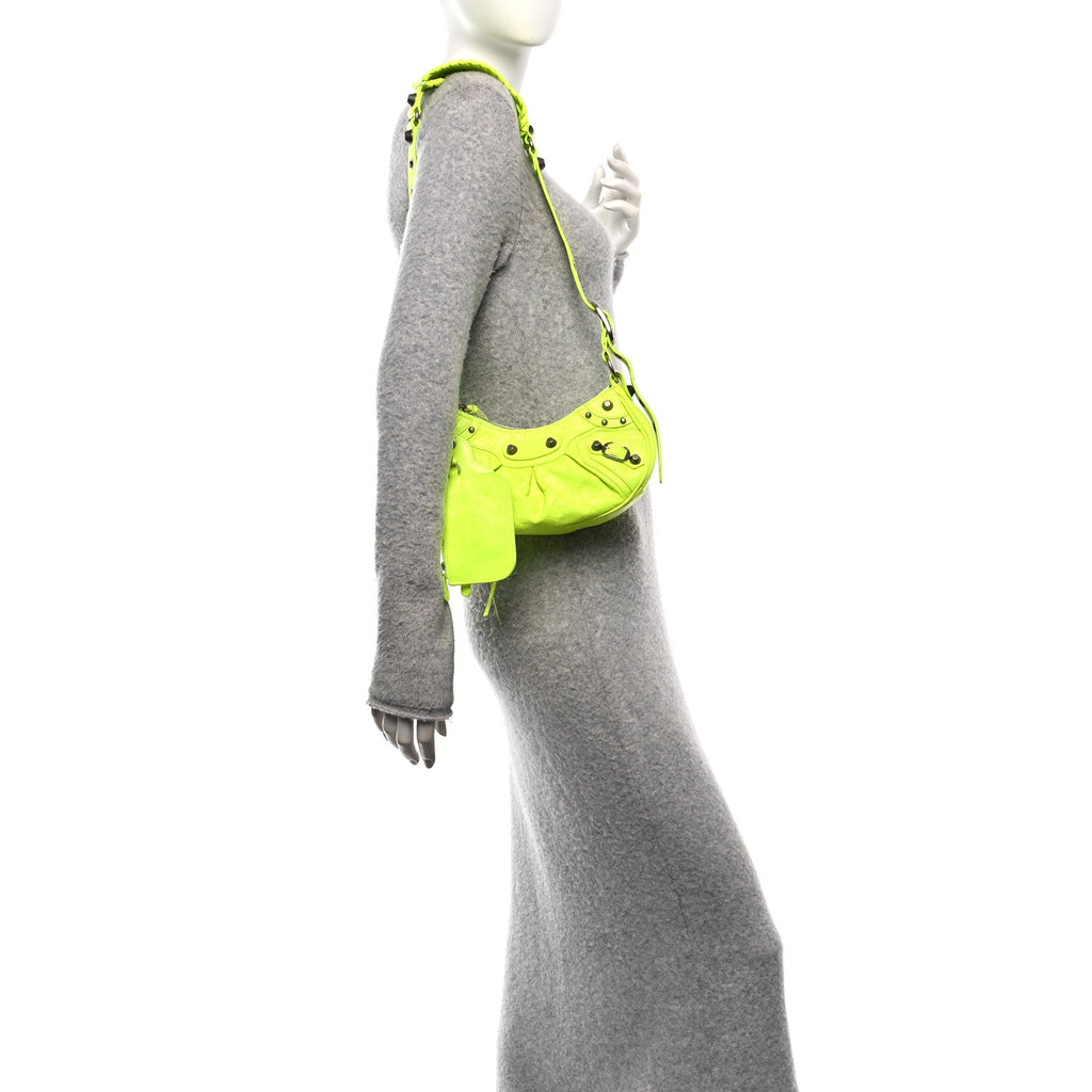 Agneau Arena Le Cagole Shoulder Bag XS Fluo Yellow