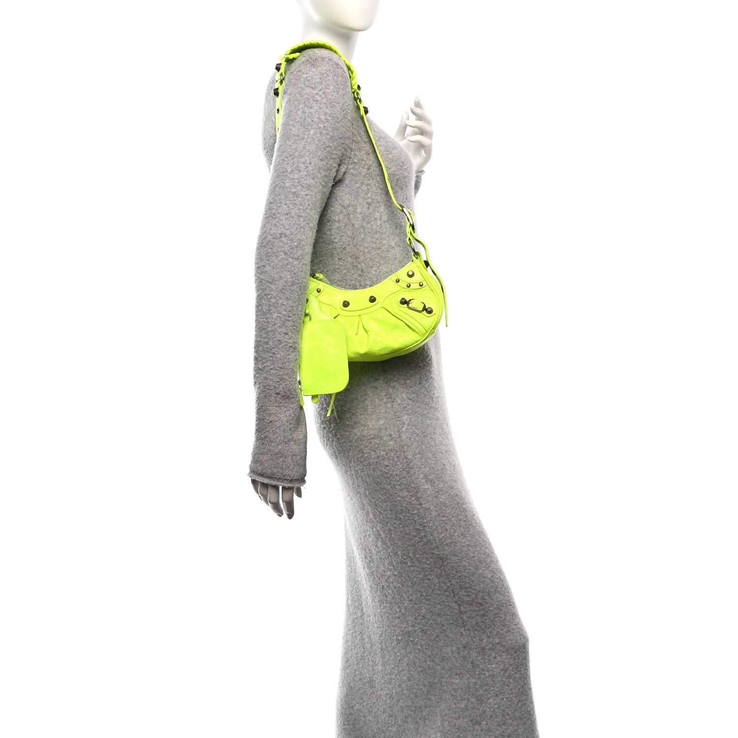 Agneau Arena Le Cagole Shoulder Bag XS Fluo Yellow