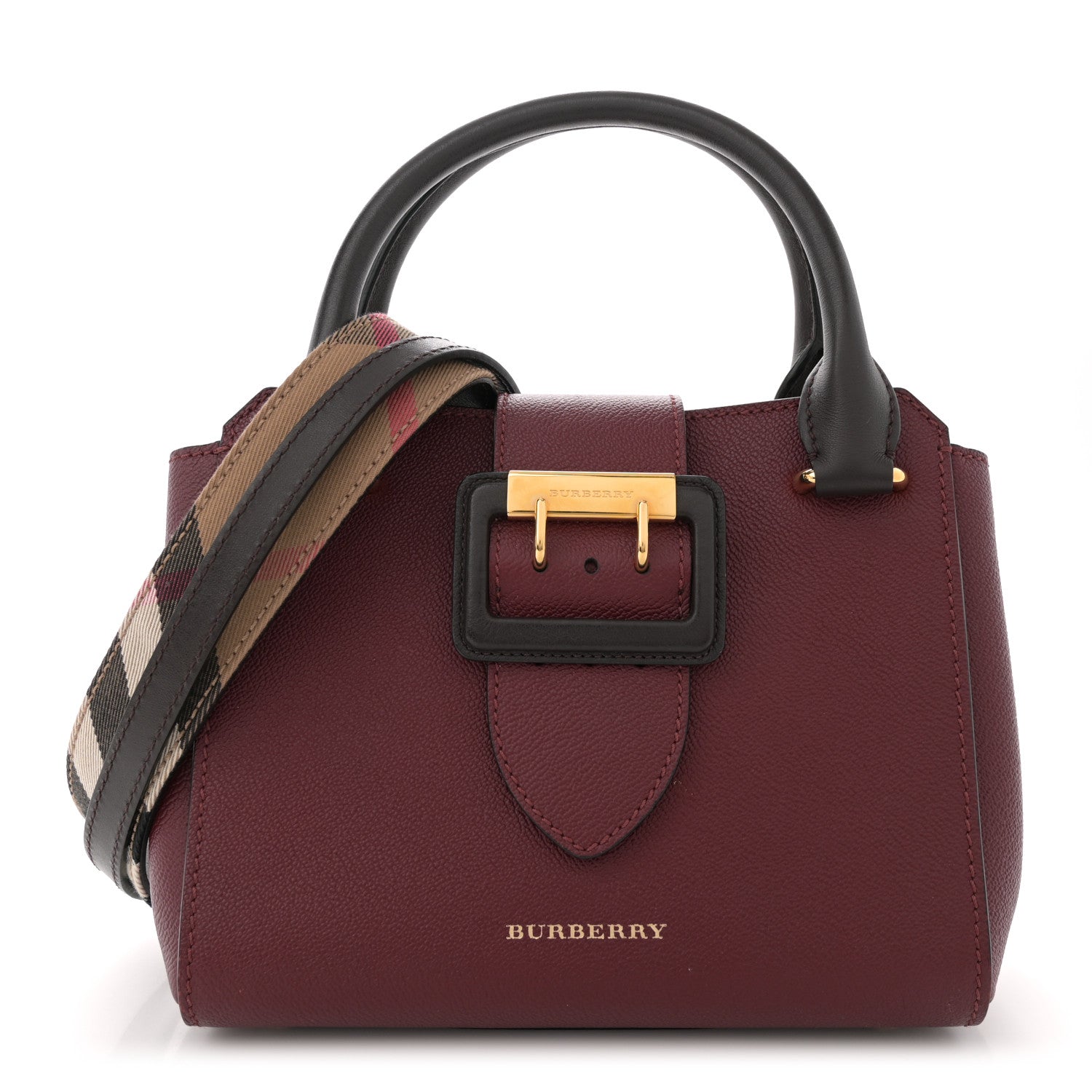 Soft Grain Calfskin Small Buckle Tote Antique Red