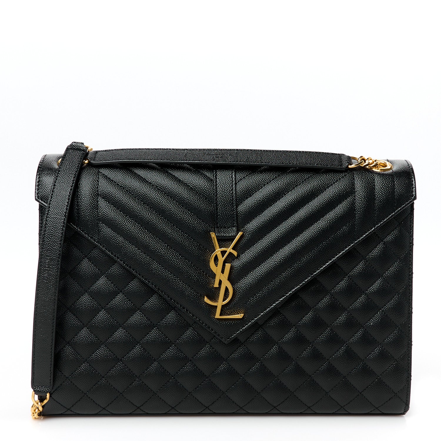 Grain De Poudre Textured Mixed Matelasse Large Triquilt Monogram Satchel Black