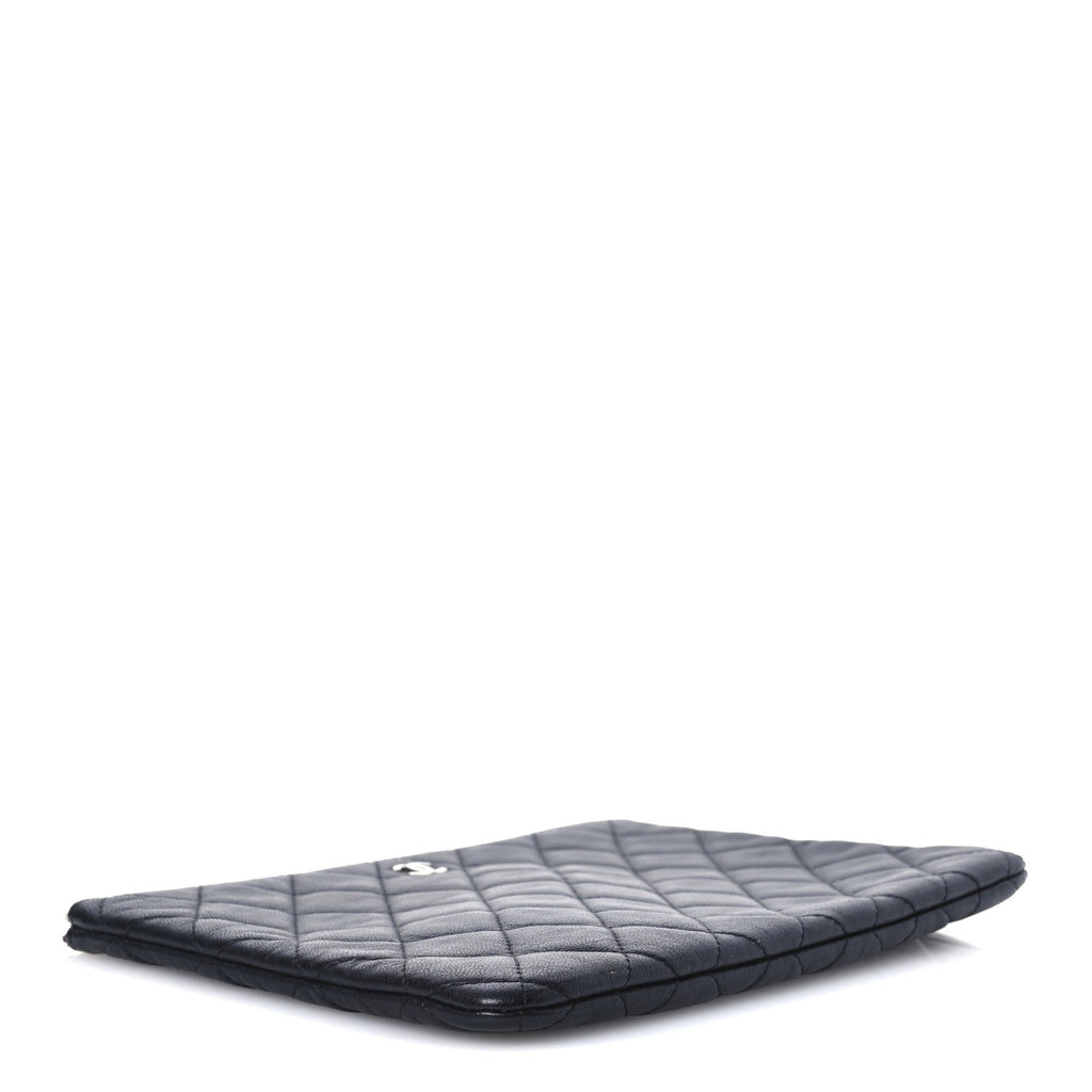 Lambskin Quilted Medium Cosmetic Case Black