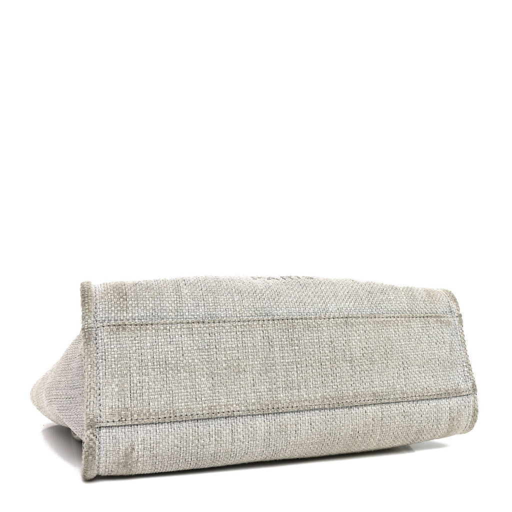 Woven Straw Raffia Small Deauville Tote Grey