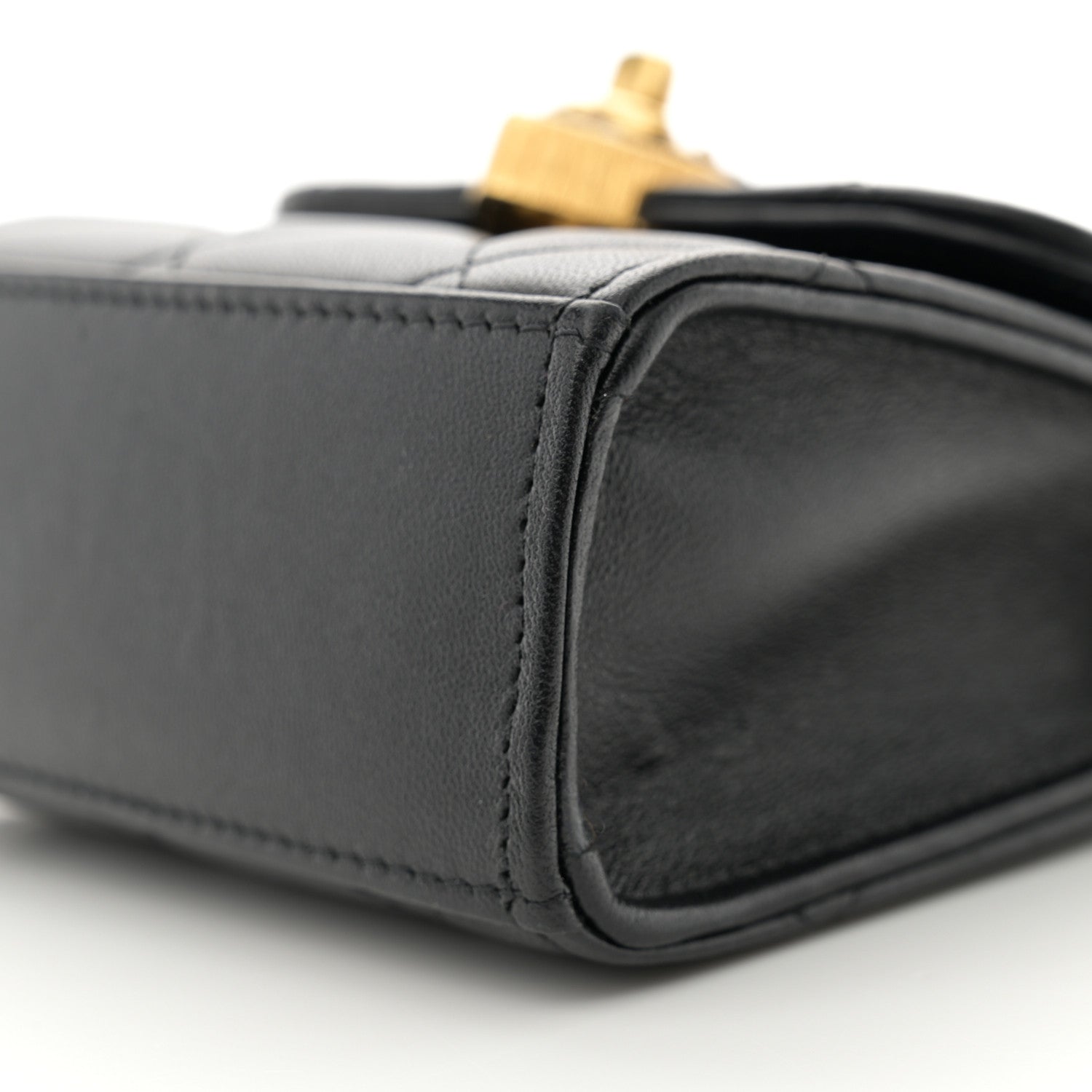 Lambskin Plexiglass Quilted Coco Love Clutch With Chain Black
