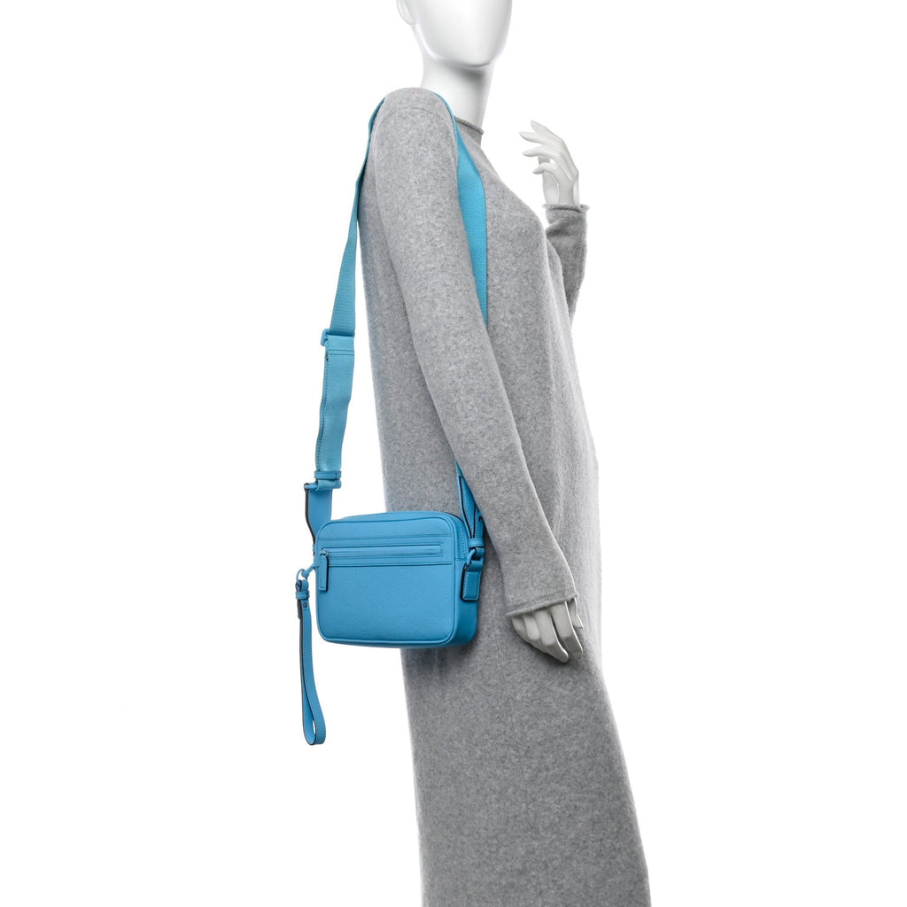 Rubber Effect Monogram GG Crossbody Bag Bright Blue
