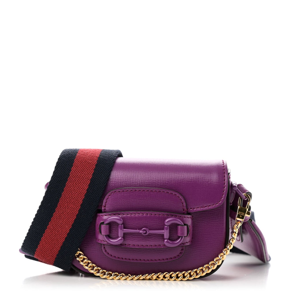 Azalea Calfskin Web Monochrome Horsebit 1955 Wallet On Strap Purple