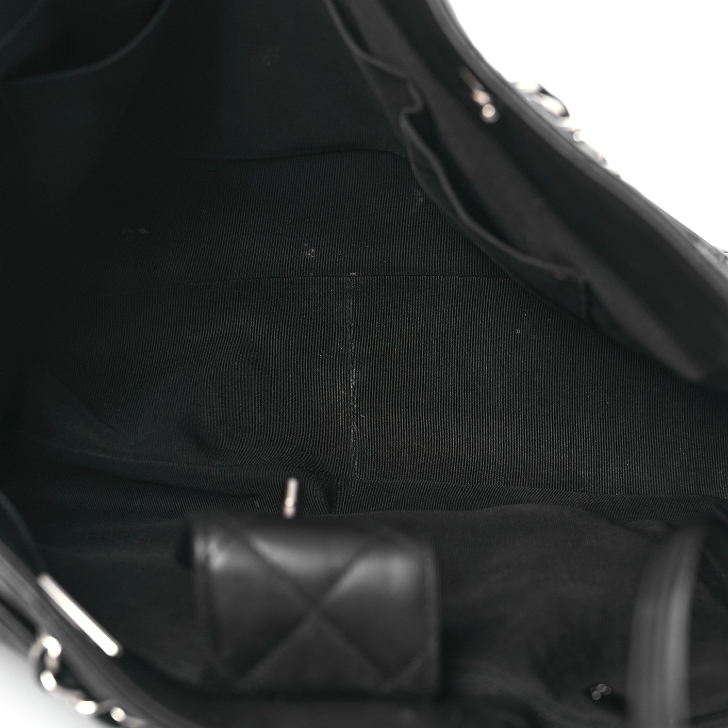 Calfskin Quilted Large CC Shopping Tote Black