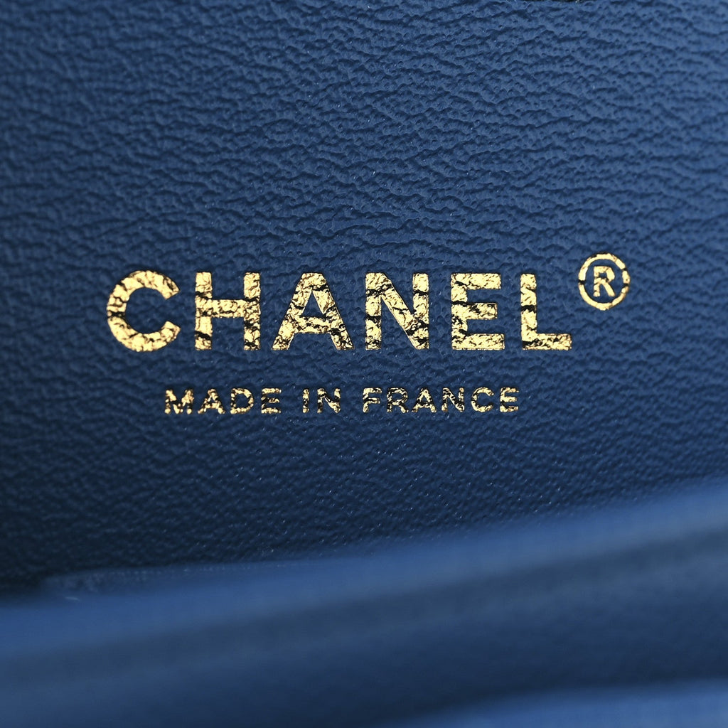 Caviar Quilted Medium Double Flap Blue