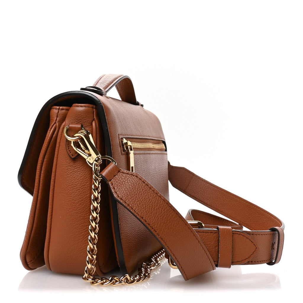 Grained Calfskin Lockme Oxford Cognac