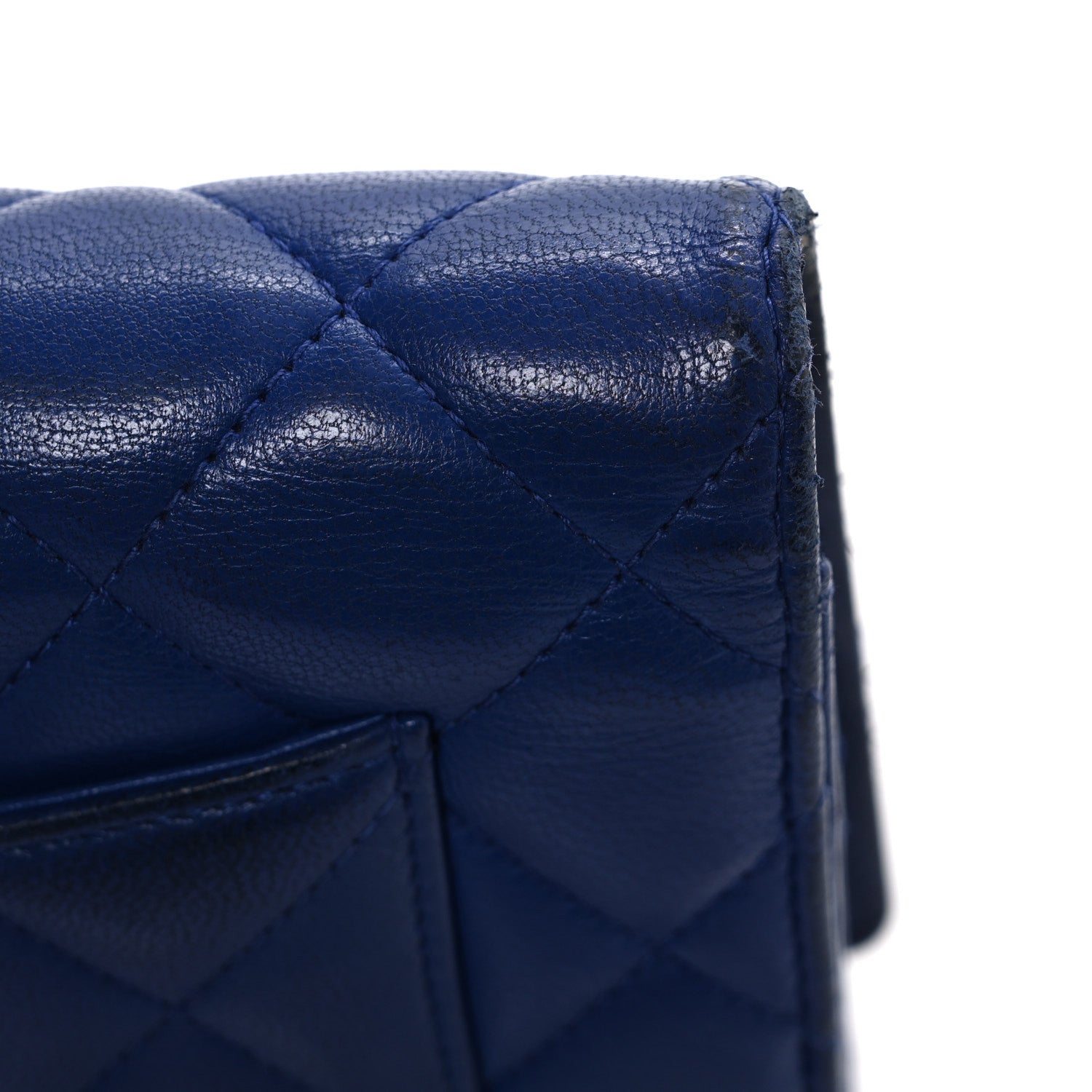 Lambskin Quilted Wallet On Chain WOC  Navy Blue