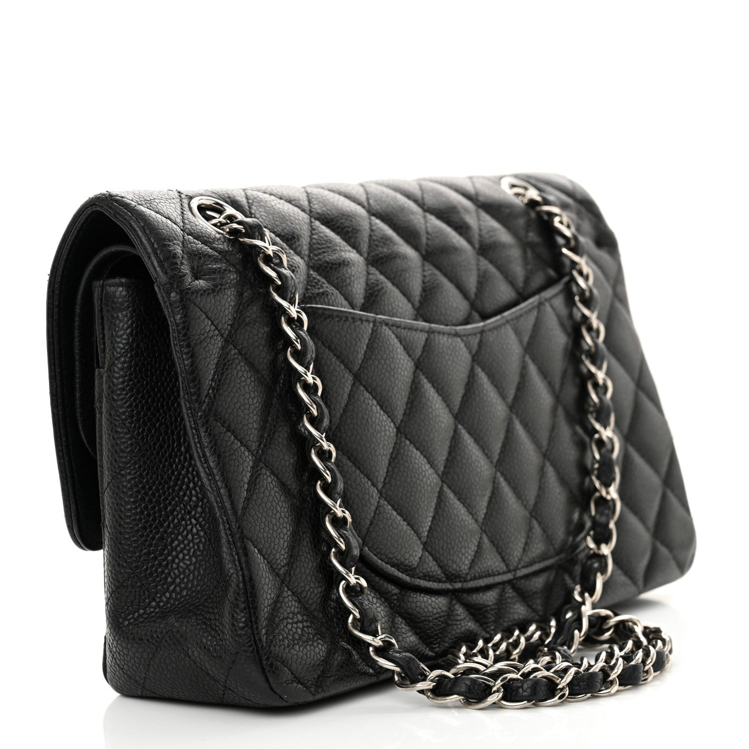 Caviar Quilted Medium Double Flap Black