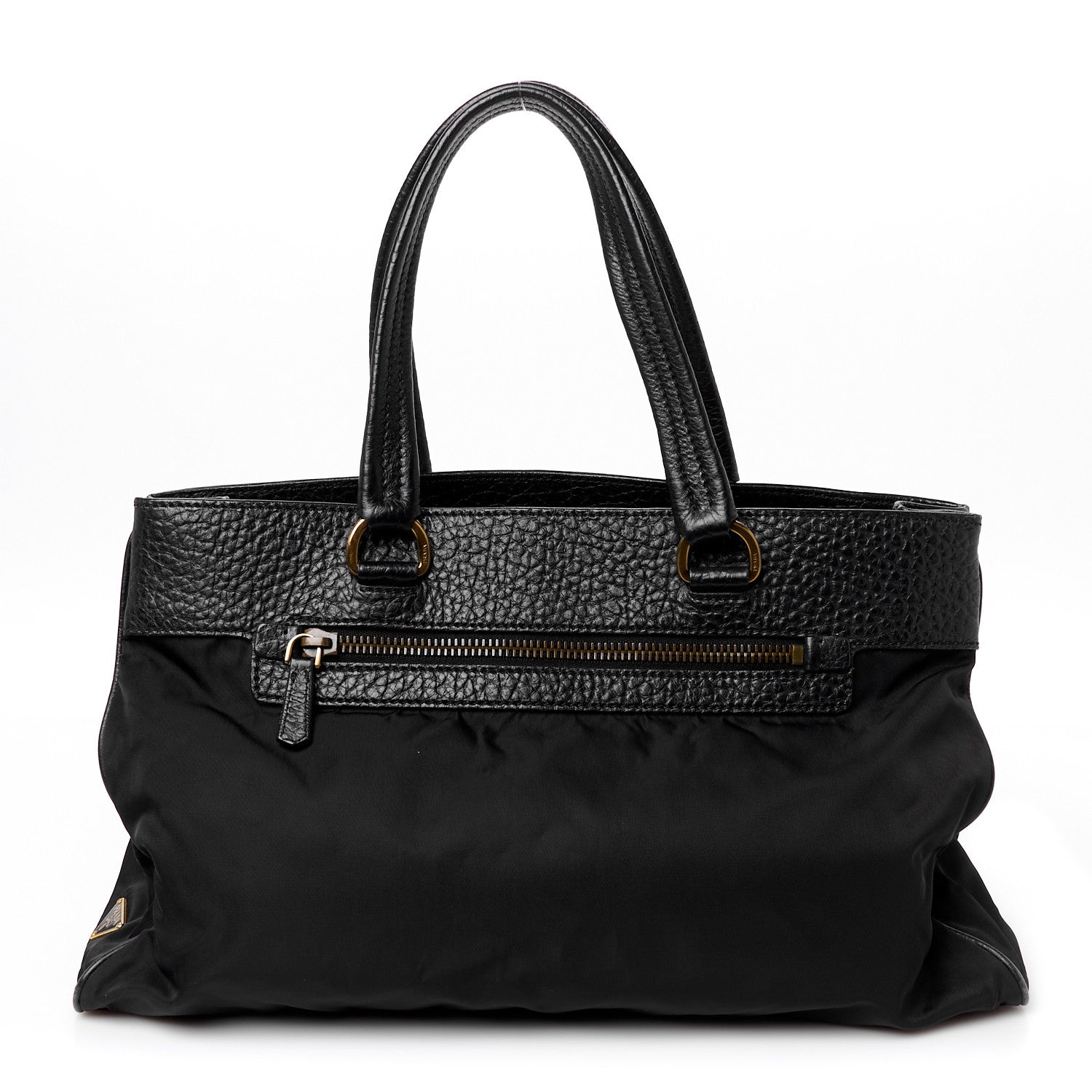 Calfskin Tessuto Nylon Satchel Black