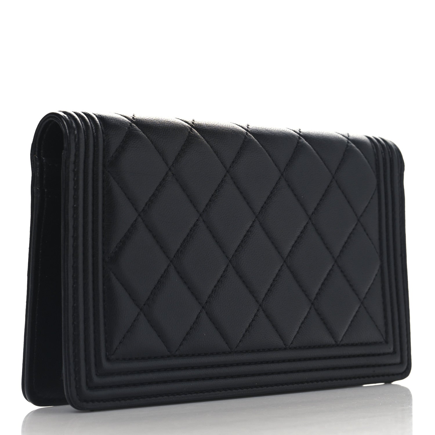 Lambskin Quilted Boy Yen Wallet Black