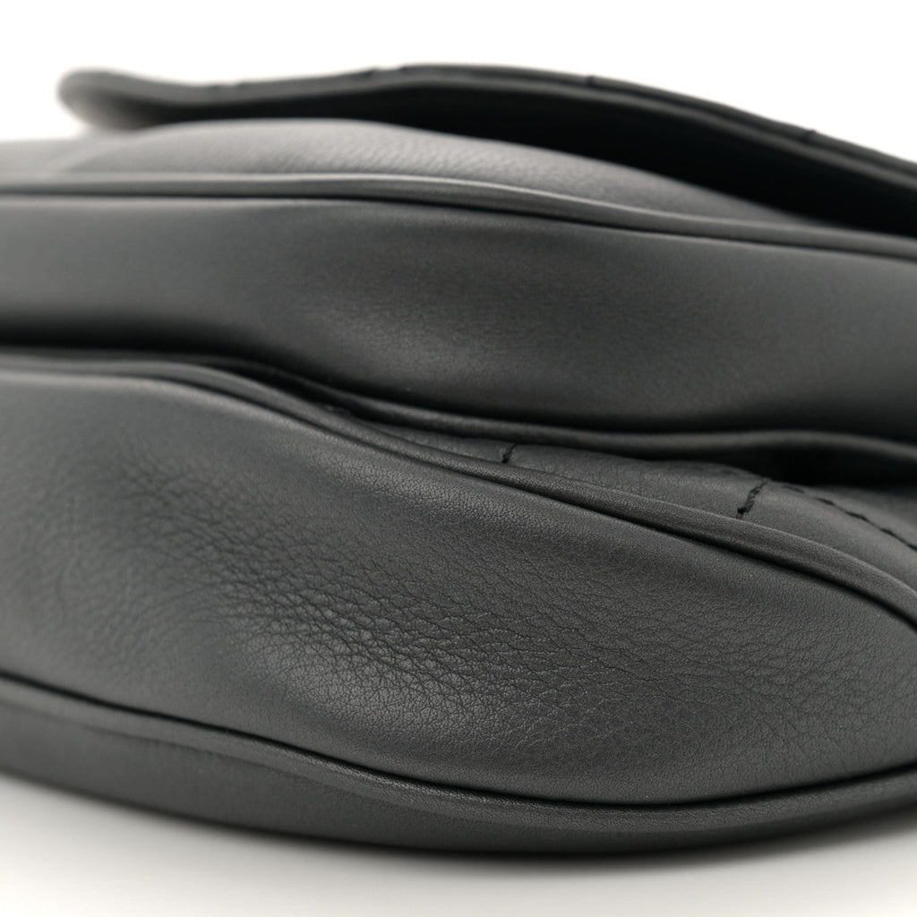 Metallic Calfskin Flap Chain Waist Bag Ruthenium