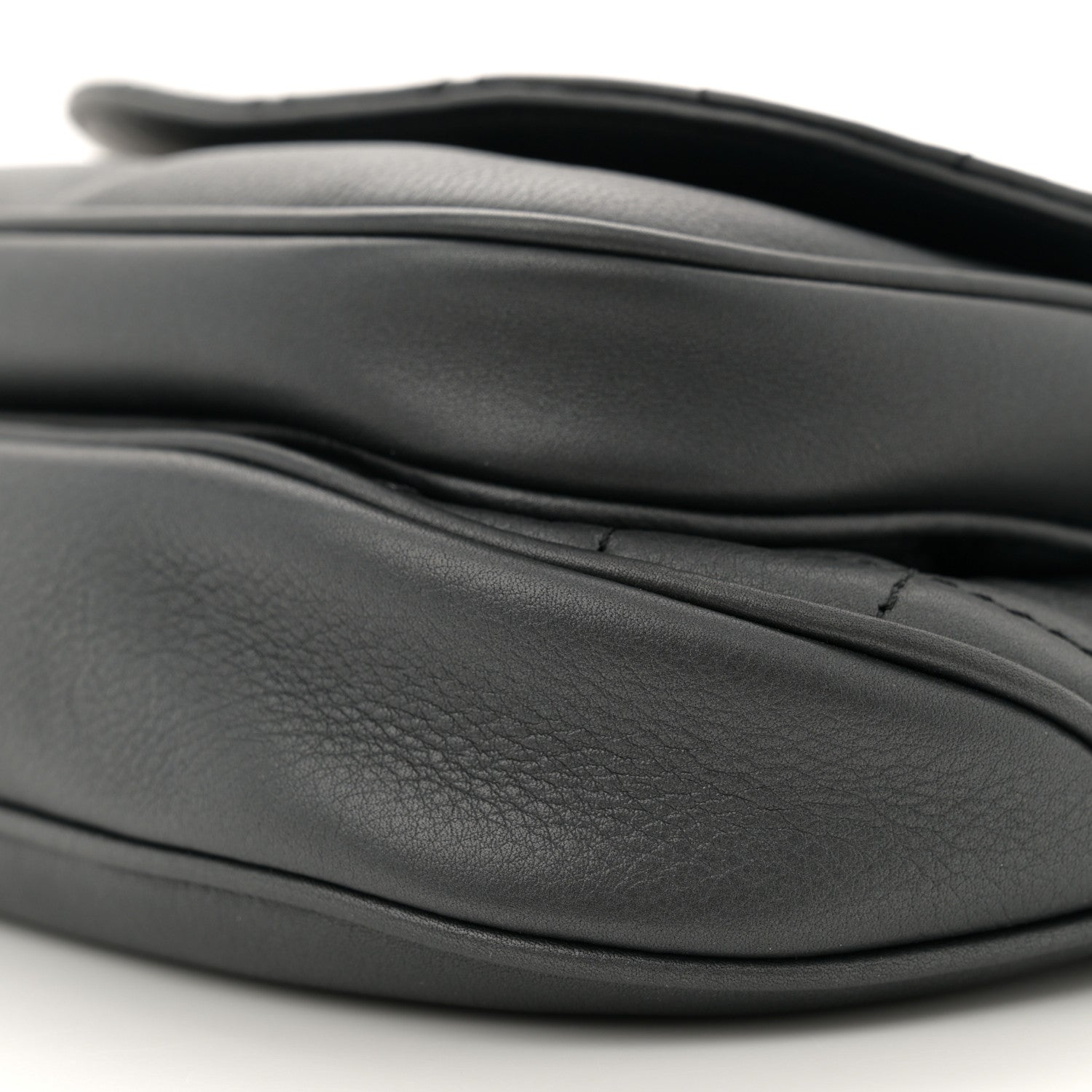 Metallic Calfskin Flap Chain Waist Bag Ruthenium