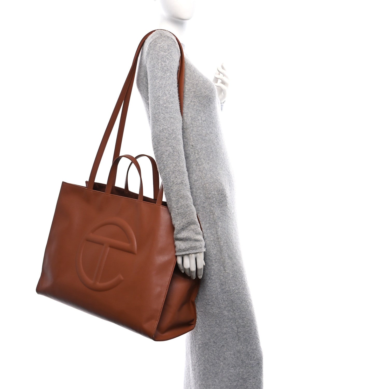 Vegan Leather Large Shopping Bag Tan